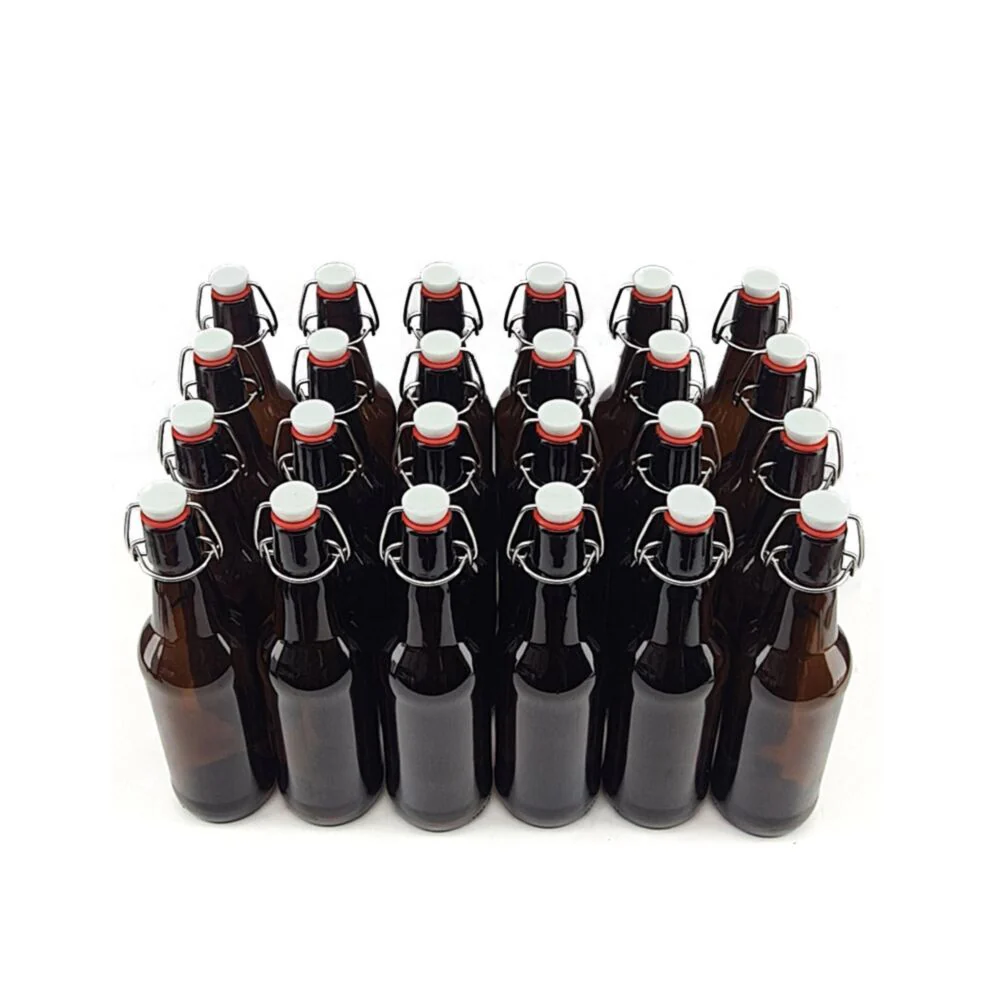 500mL Glass Amber Swing Cap Bottles - 24 X 500mL Carton - Image 3