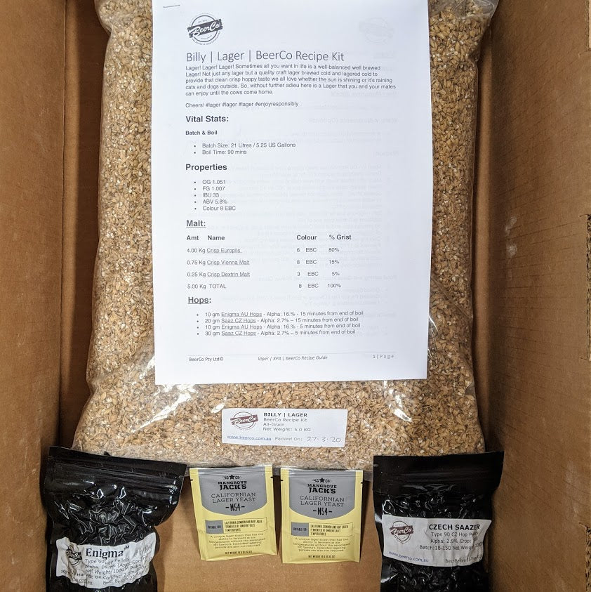 Billy | Lager | BeerCo All Grain Brewers Recipe Kit - Image 2