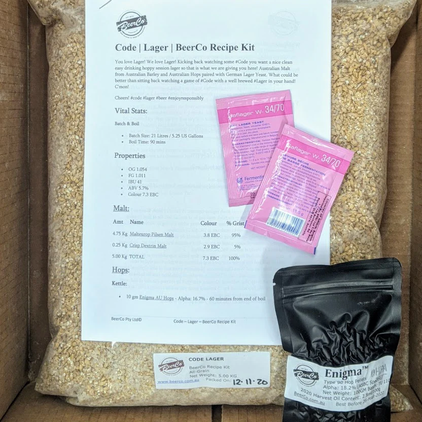 Code | Lager | BeerCo All Grain Brewers Recipe Kit - Image 2
