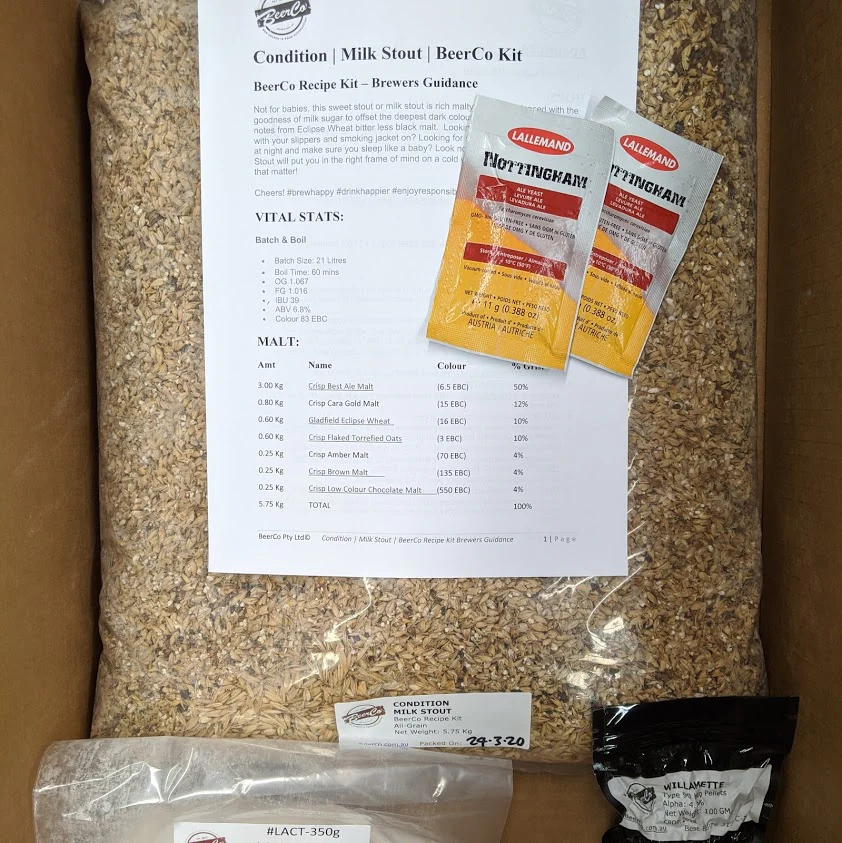 Condition | Milk Stout | BeerCo All Grain Brewers Recipe Kit - Image 3