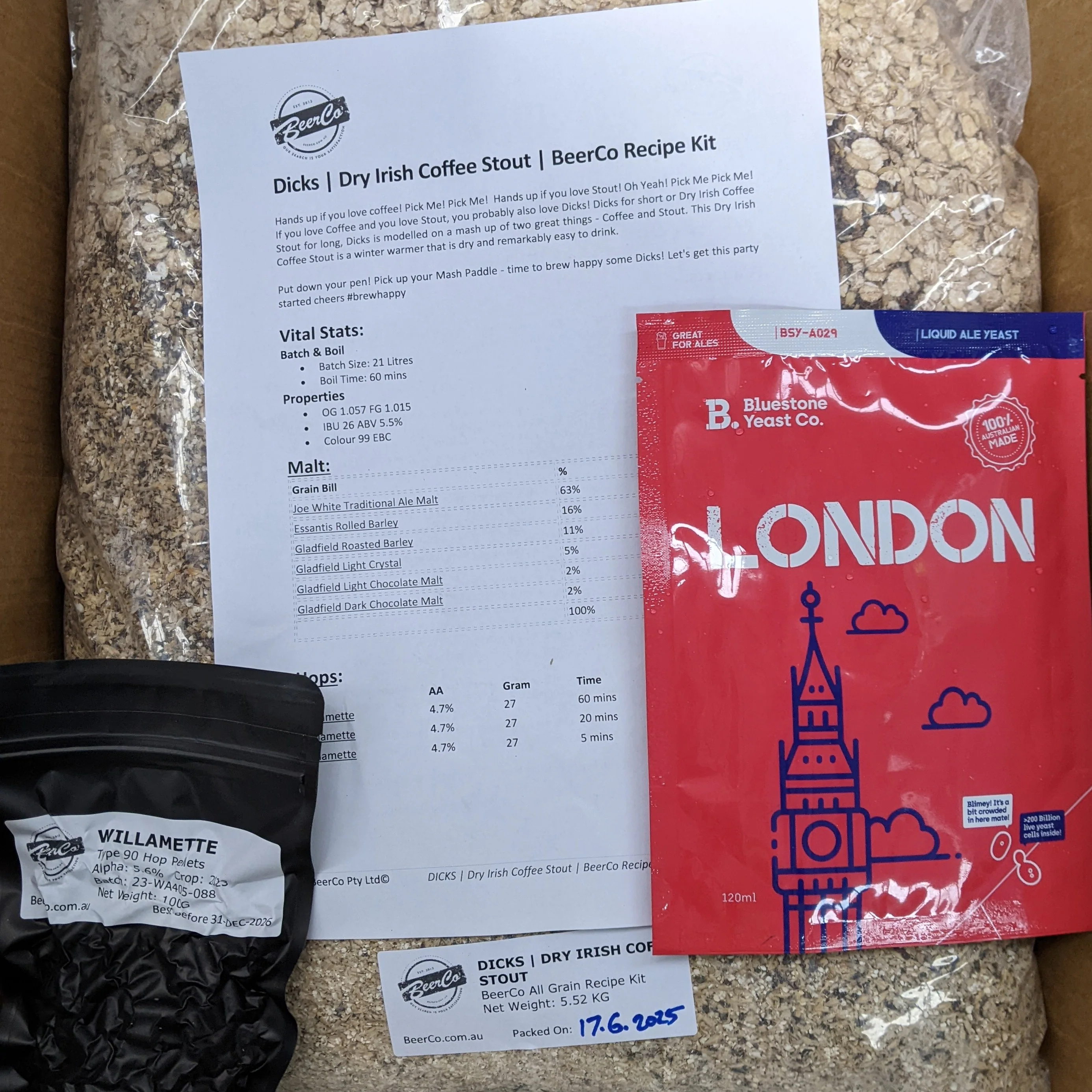 Dick | Dry Irish Coffee Stout | BeerCo All Grain Brewers Recipe Kit - Image 5
