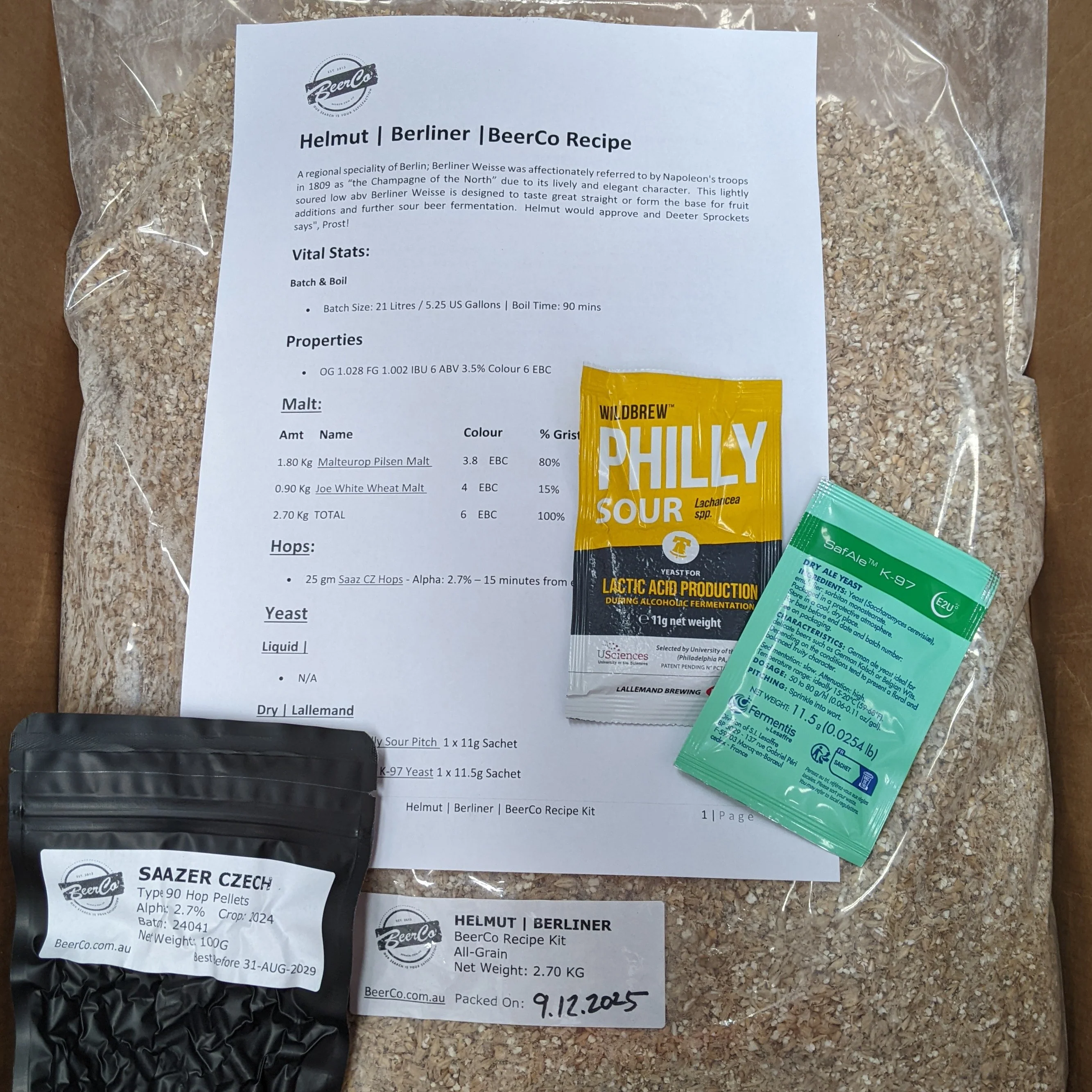 Helmut | Berliner Weisse | BeerCo All Grain Brewers Recipe Kit - Image 2
