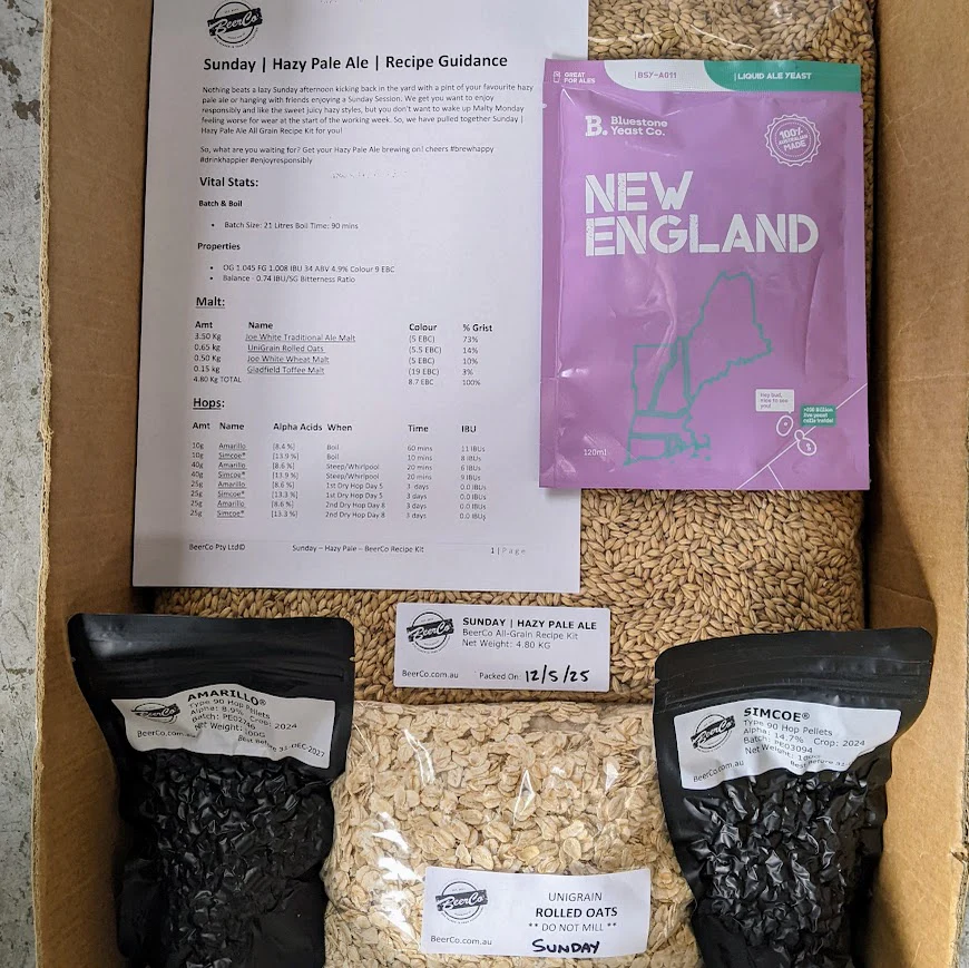 Sunday | Hazy Pale Ale | BeerCo All Grain Brewers Recipe Kit - Image 4