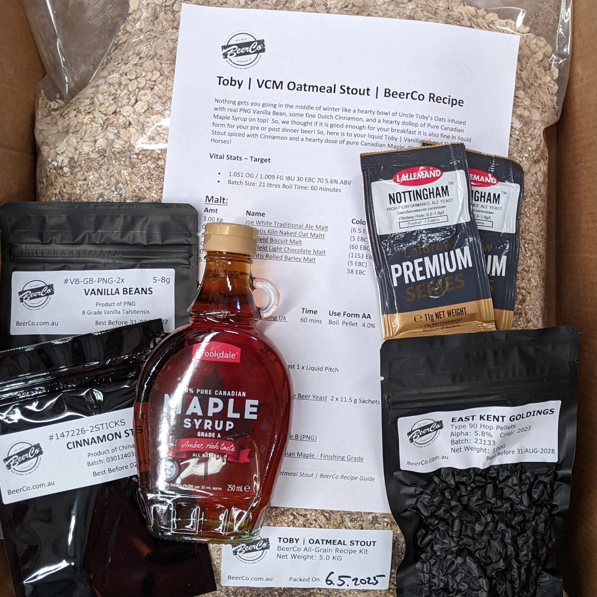 Toby | Vanilla Cinnamon Maple Oatmeal Stout | All Grain Brewers Kit - Image 3